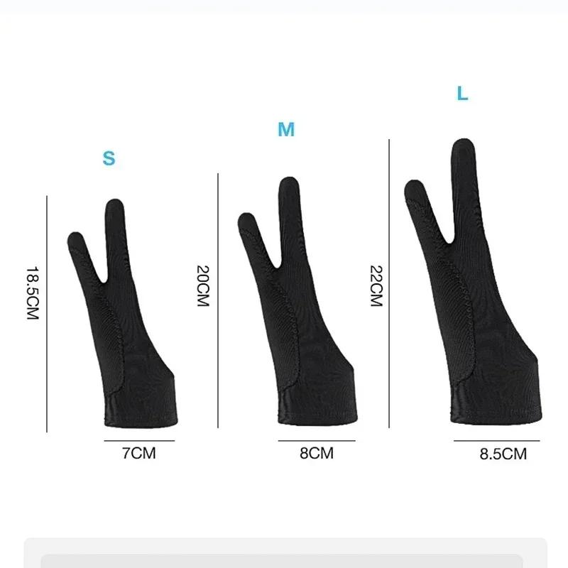 Luvas de Desenho para Dois Dedos S/M/L Anti-toque Anti-sujidade para Tablet Quadro Digital Tela Sensível ao Toque Pintura a Óleo Material de Arte para Escritório