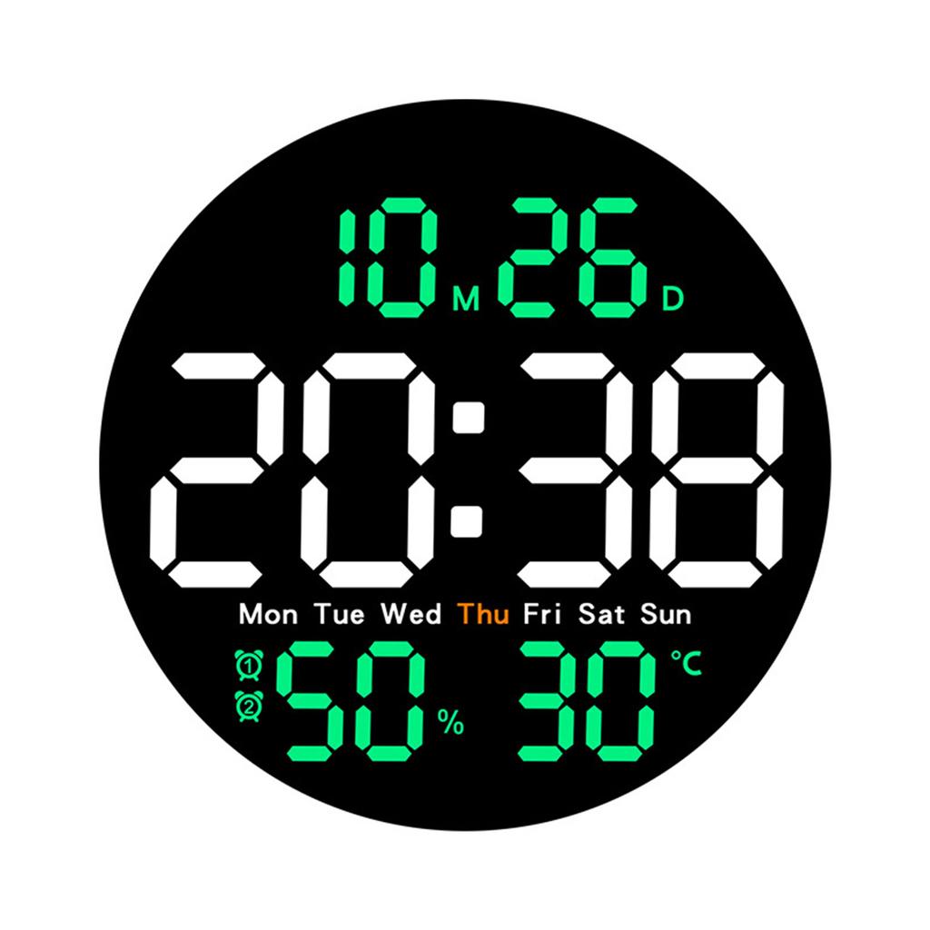 LED Digital Wall Clock Large Display Electronic Alarm Clock Remote Controlled Automatic Backlights Temperature Humidity