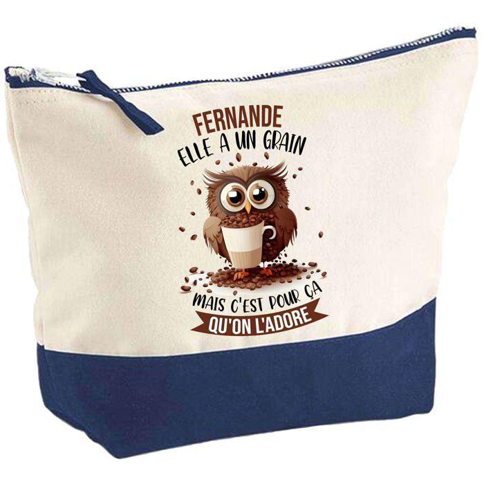 Trousse de maquillage - PLANETEE - Fernande Chouette Grain - Grand format - Coton - Impression HD