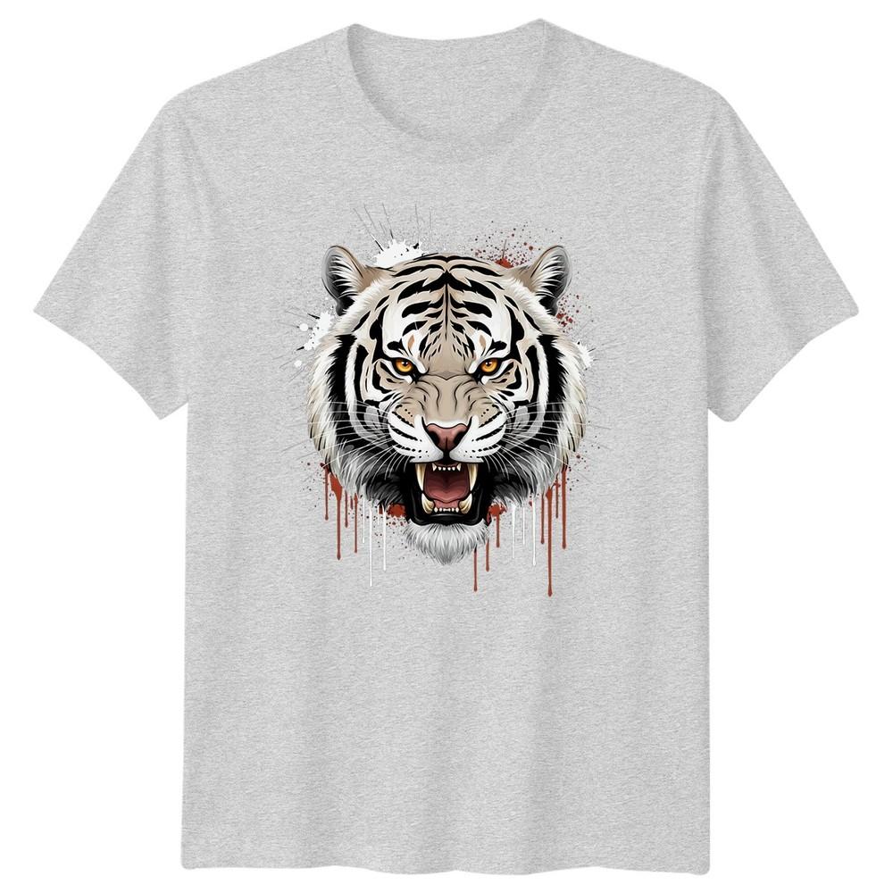 White Tiger Head Big Cats Animals Unisexs Tshirt Roaring Graphic Tee