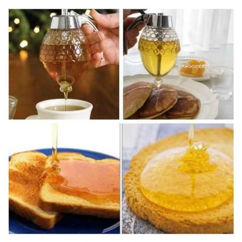 No Drip Honey Pot with Stand Sealed Acrylic Honey Dispenser Clear Honey Storage Tank  Kitchen