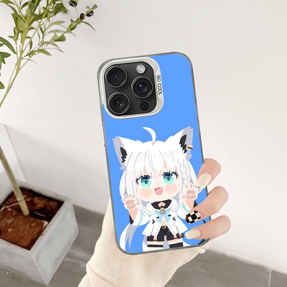 Cartoon F-FUWAMOCO Phone Case For IPhone 17 16 15 14 13 12 11 Pro Max Plus Color Shockproof Back Silver Cover