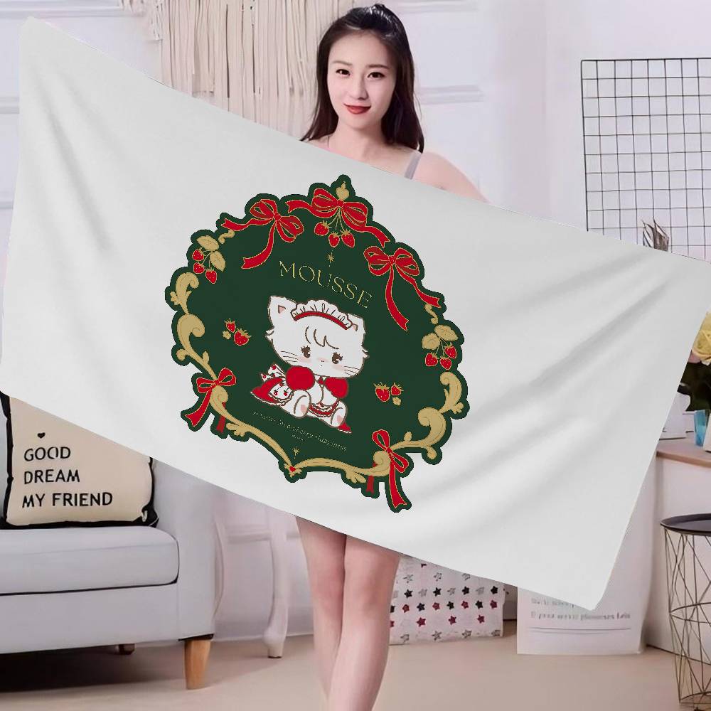 

Cute M-Mikko I-Illustrations Beach Towel Colorful Bath Towels for Girl Microfiber Quick Dry Sand Beach Yoga Spa Gym Pool W40*H60(CM)