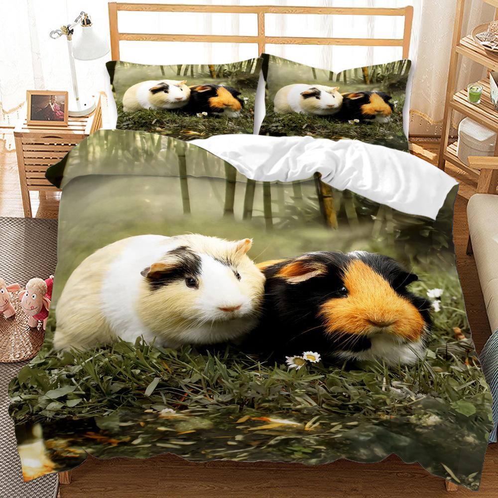 3D Digital Printing Quilt Cover Animal Dog Bed Three-Piece Set Bedding Pillowcase