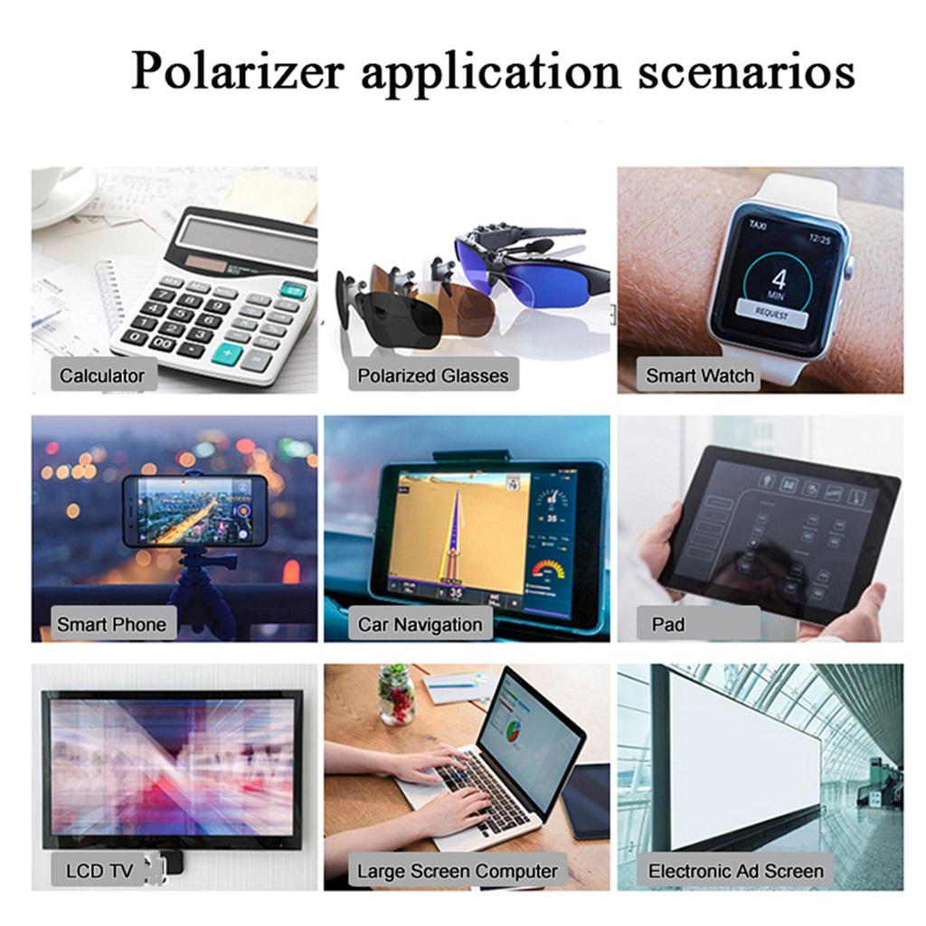 Película Polarizadora Lineal Filtro Polarizador LCD/LED Lámina de Película Polarizante para Fotografía de Polarización 5 Piezas (con Adhesivo)