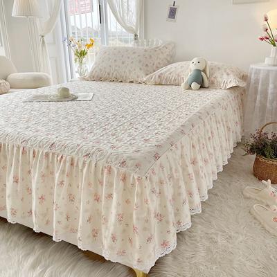 Korean Style Fresh Quilted Fitted Sheet Cotton Lace French Style Romantic Style Cotton Fitted Sheet Bed Skirt