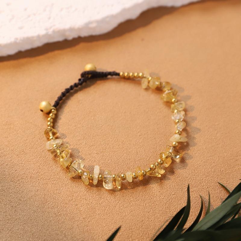 Hand-woven natural crystal bracelet Aquamarine amethyst men's and women's stacked bracelet, poker hand rope