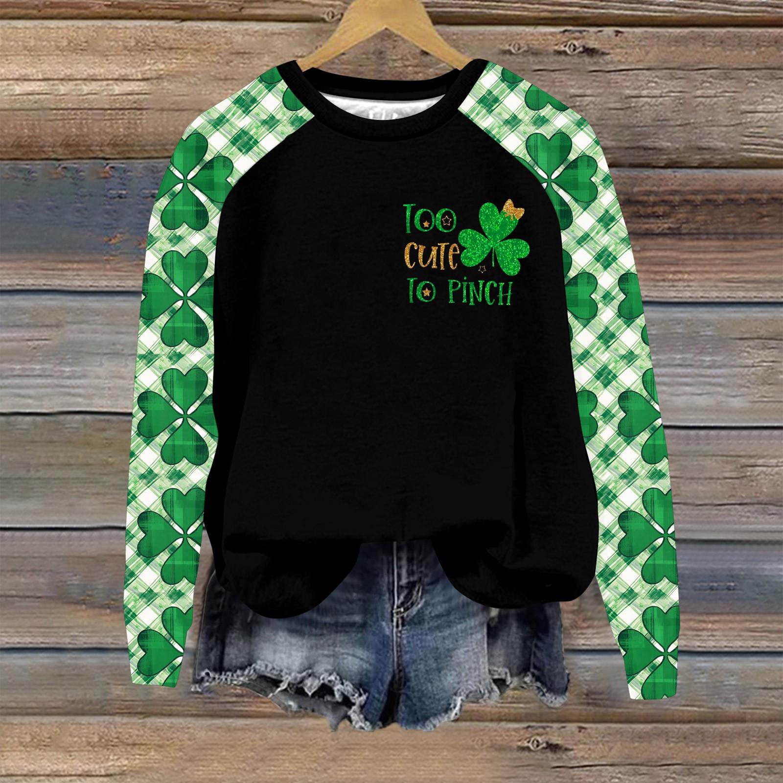 

Женский модный рукав реглан St. Повседневная толстовка с круглым вырезом и принтом ко Дню Святого Патрика L армия зеленый