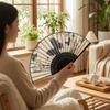 Wooden Handle Hand Fold Fan Chinese Style Bamboo Fan Portable Classical Dance Fan  Party Favors