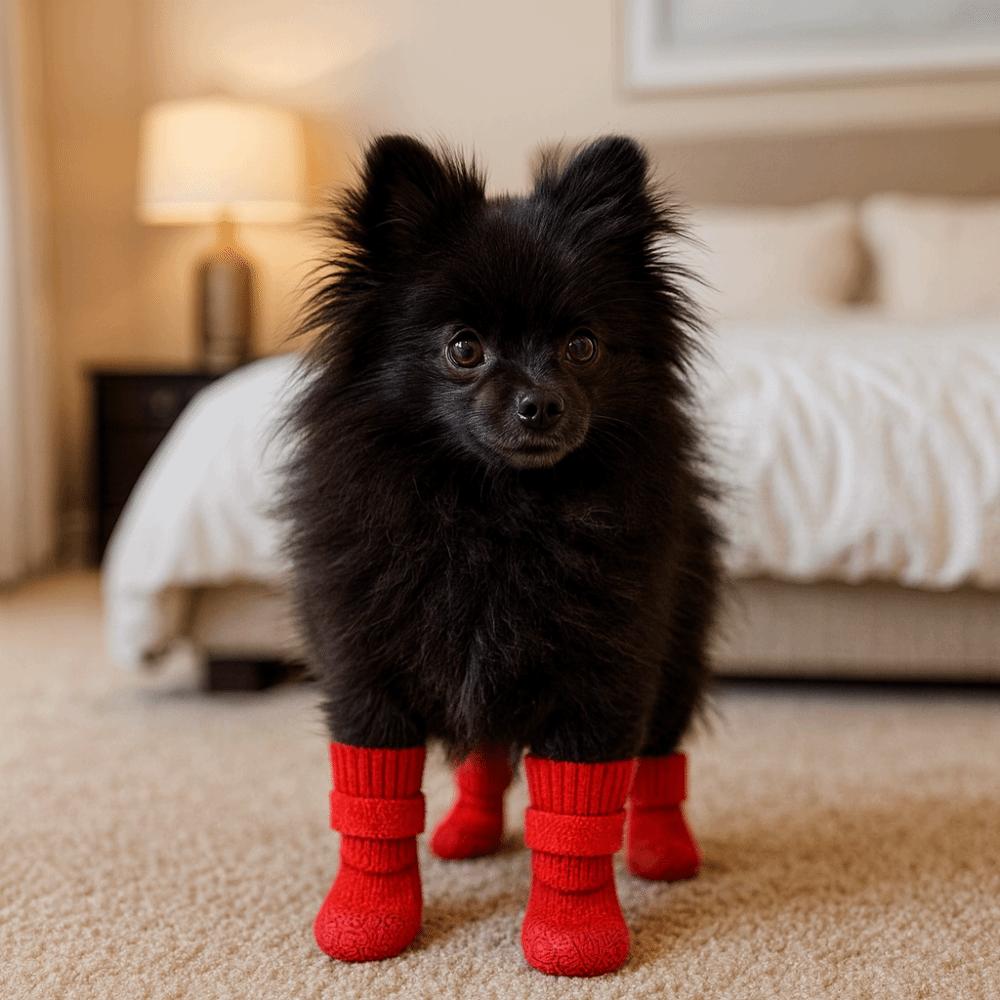 4pcs/set Adjustable Non-Slip Dog Shoes Wear-Resistant Waterproof Dog Boots  Indoor Outdoor