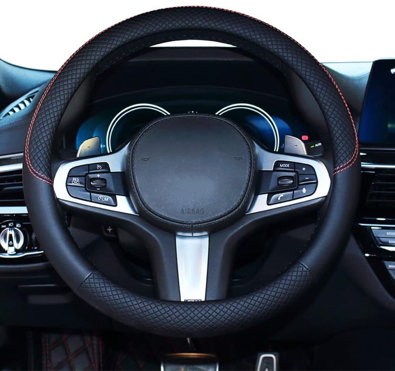 

HUACHENG Steering Wheel Cover for Light M Genuine Universal Protective Cover for Standard Custom Interior Accessories Cars, Size, Leather, Fit, чорний