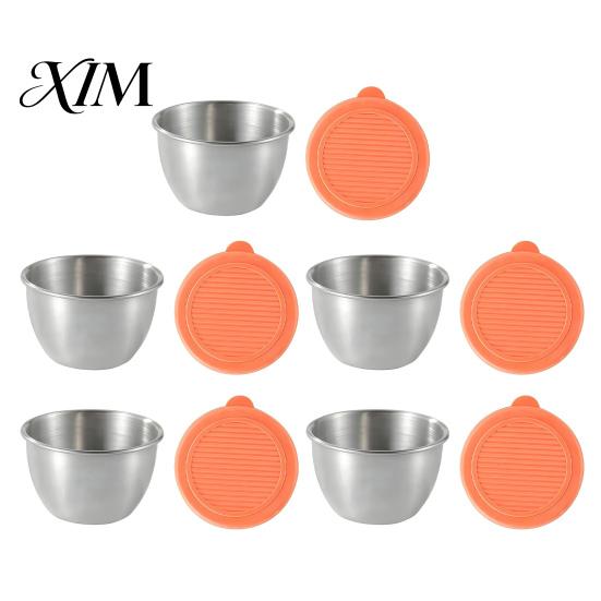 Small Metal Food Storage for Baby Stainless Steel Sauce Cup with Silicone Lid, Reusable Leakproof Dip Cups Bento Box Condiment Container, Dipping Bowl