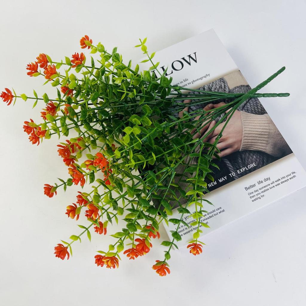 Eucalyptus Camellia Seven-Pronged Rose Bouquet - Artificial Flowers