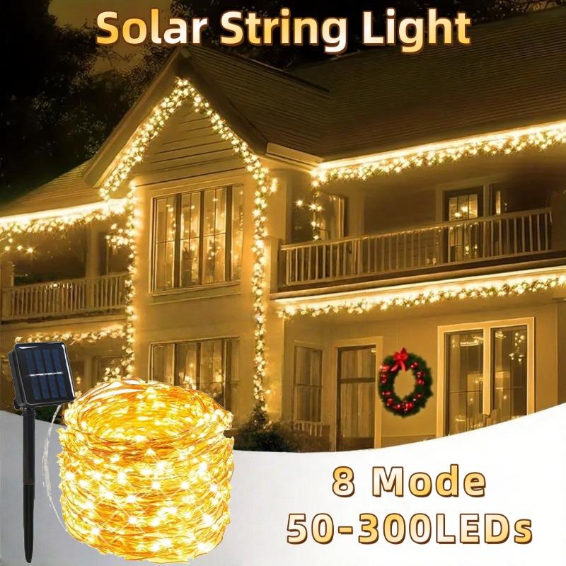 Solar String Fairy Light  Solar Festoon Xmas LED  Lamp with 8 Mode  for Balcony Garden Patio Wedding Christmas Tree Decoration