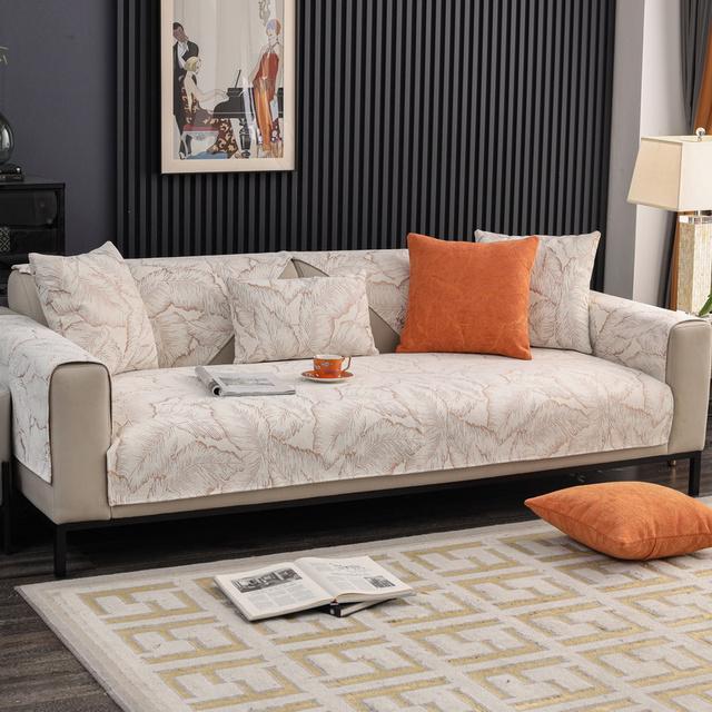 Chenille Sofa Covers Non -Slip Jacquard Four Season Couch Mat Seat Cushion Sectional Sofa Slipcovers For Living Room