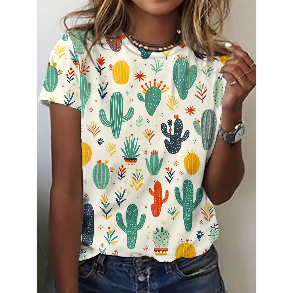 Women's Plant Fruit 3D Printed Women's T-shirt 3D Casual Fashion Short Sleeve Simple Flower Women's T-shirt