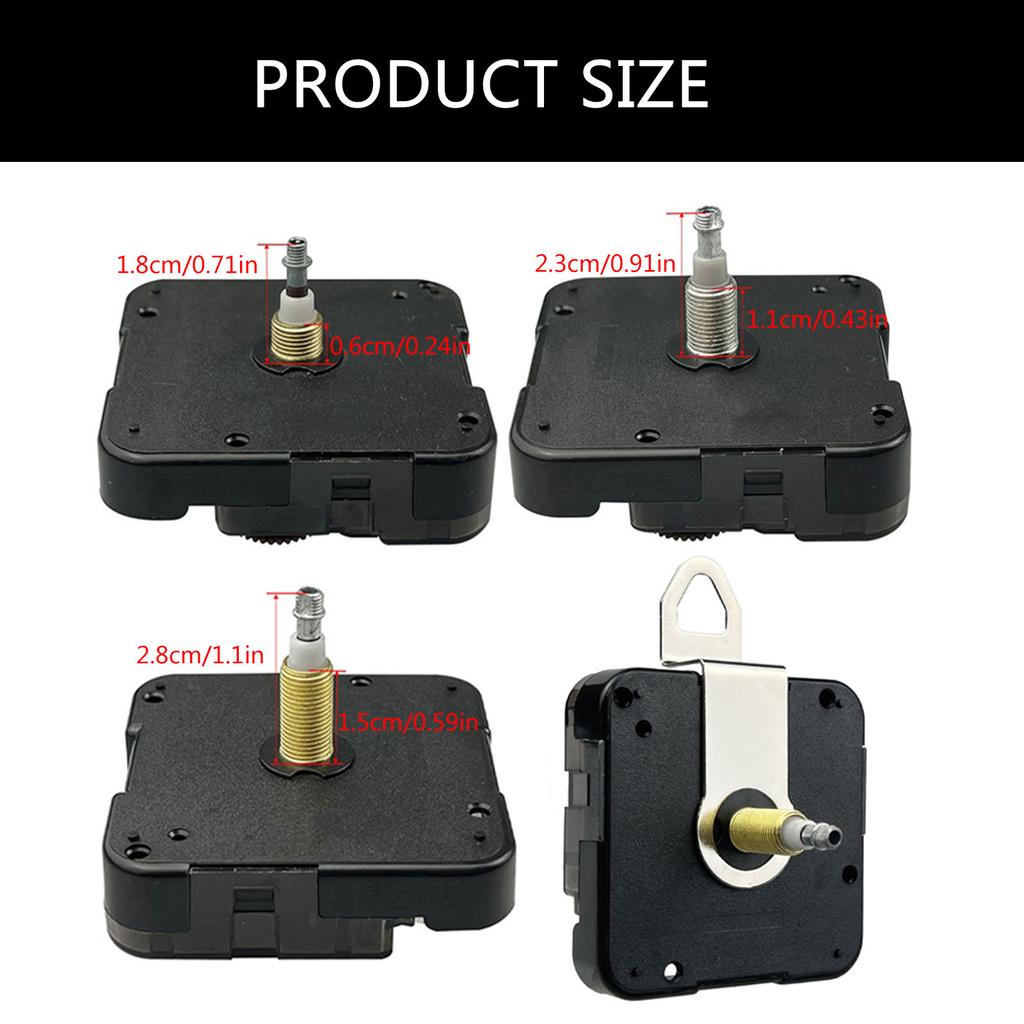 Long Shaft High Torque Clock Movement Mechanism Kits with 2 Pack Long Spade Hands and Hook for DIY Wall Clock Repair