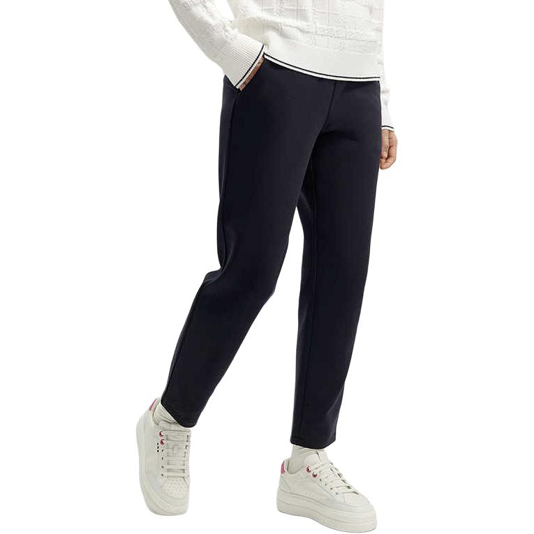 FILA Official Womens Knitted Long Pants 2024 Spring New Fashion Simple Casual Cuffed Sports Pants Women bottoms Legendary-Blue F11W411608F-NV