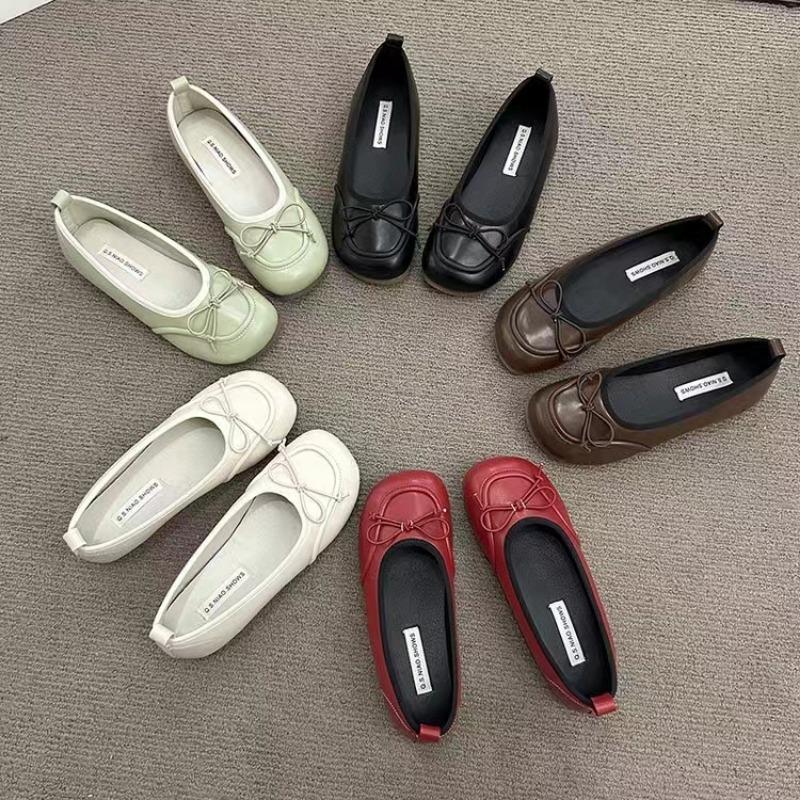 Fashion 2024 Summer Fashion Women's Elegant Square Toe Slip-On Bow Flat Low Shoes