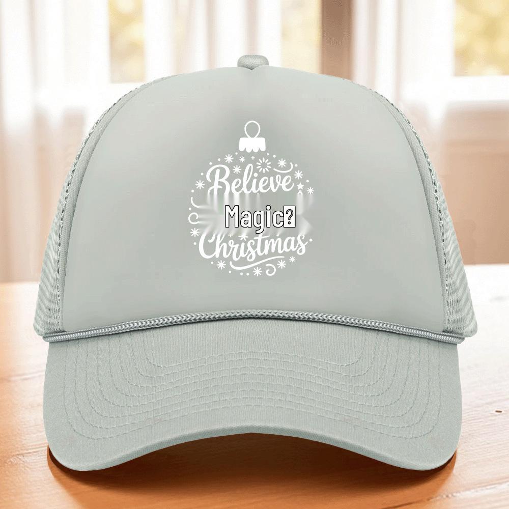 Christmas Patterned Mesh Trucker Cap with Rope & Hot Stamped Logo
