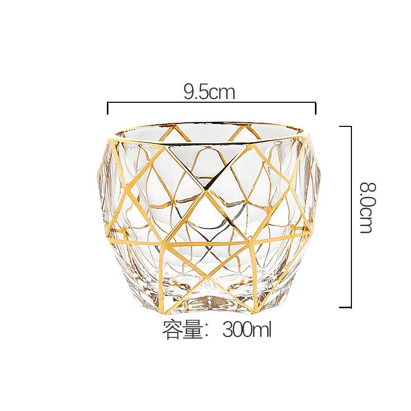 Luxury Whiskey Glass With Golden Line Luxurious Crystal Glasses Painted Brilliant Multi-purpose Wine Cup Beer Cocktail Tumbler