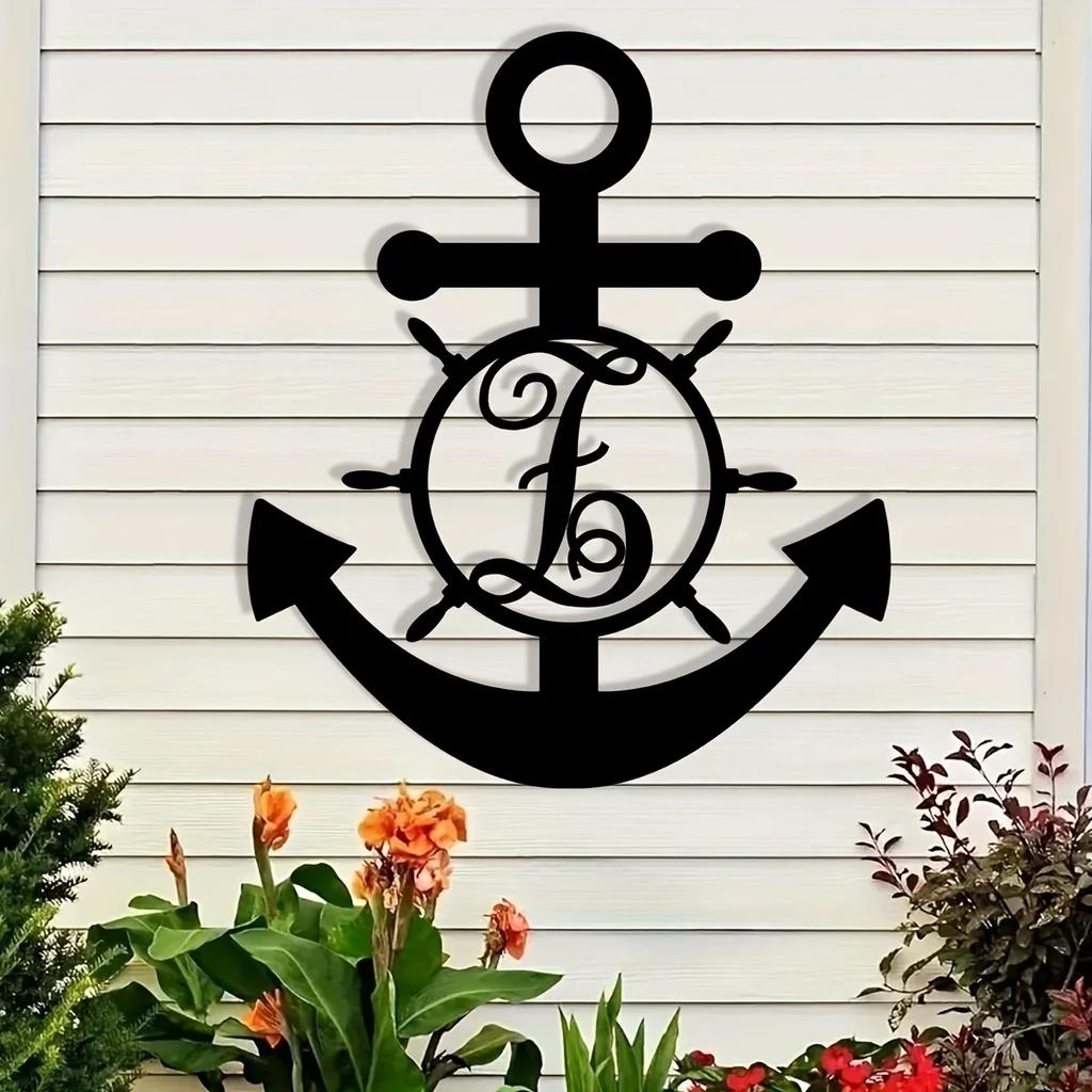 Custom Letter Anchor Metal Wall Art - Ευέλικτο, χωρίς ενέργεια, κομψή διακόσμηση για σπίτι και δώρα, τέλειο εσωτερικό και εξωτερικό
