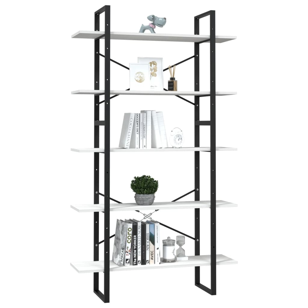 Vidaxl 5-Tier Bookshelf, White, 100X30X175 Cm, Pine