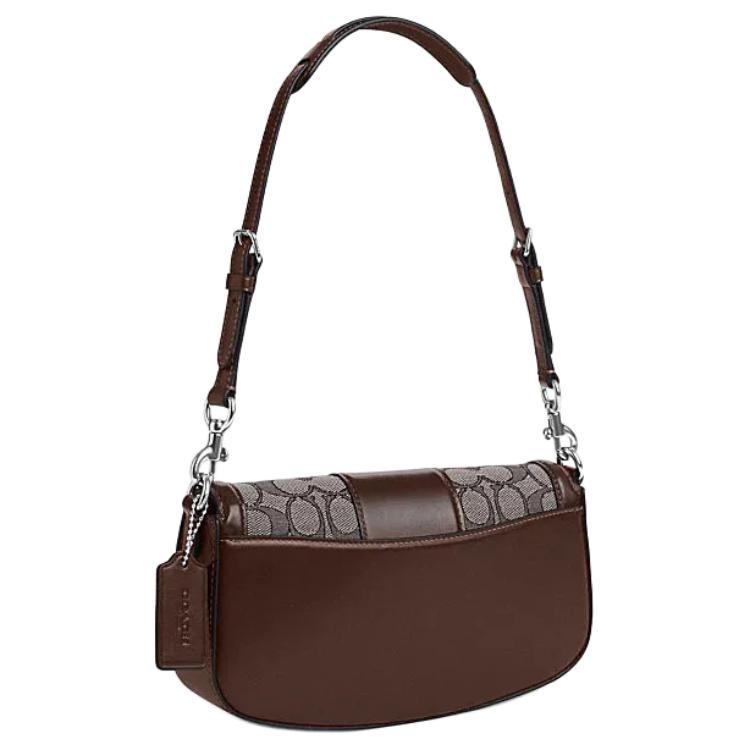 Coach Andrea 24 Classic Logo Buckle Closure Leather And Fabric Tote Shoulder Bag Medium Women Bags Oak Maple-Brown CT767-SVS8S