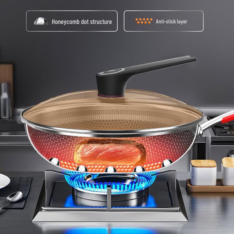 Kombach 304 Stainless Steel Honeycomb Wok