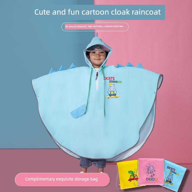 Little Dinosaur Cape-Style Children's Raincoat for Boys and Girls, Kindergarten and Elementary School Students, Baby Cartoon Cape Poncho Rain Gear