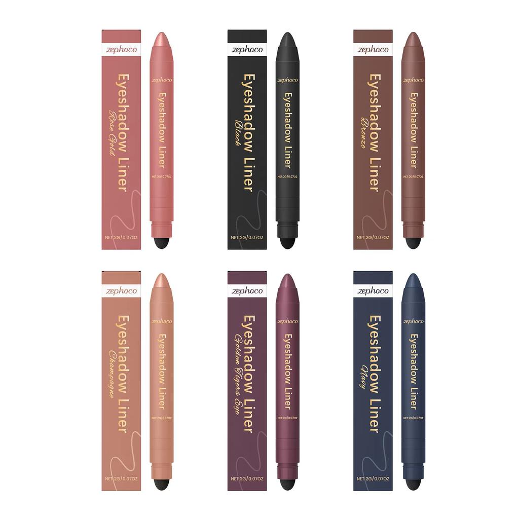 2 In1 Eyeshadow Liner Pen Matte Black Brown Waterproof Natural Long Lasting Silky Smooth Color-Rendering Professional Eye Makeup