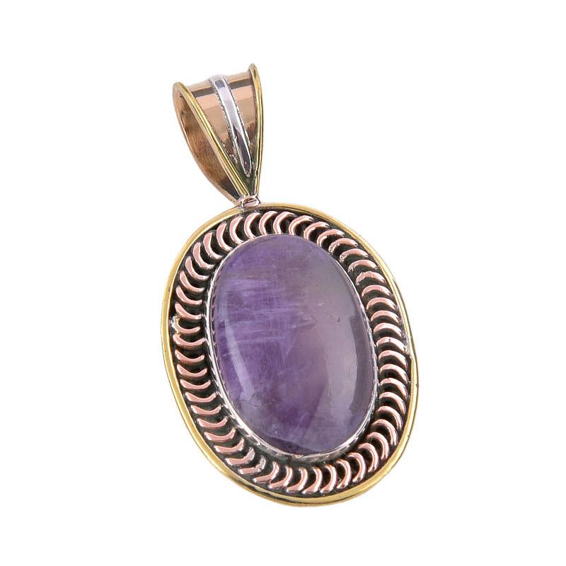 Natural Tiffany Stone 925 Solid Sterling Silver Gift TwoTone Pendant 1.50" o0K34