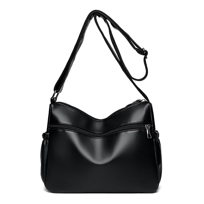Middle-Aged Bag Women's Soft Leather Shoulder Bag Large Capacity Mother Bag Crossbody Handbag