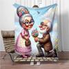 Cartoon-Opa und -Oma Flanelldecke Weich Warm Halten Überwurfdecke Decke Für Sofa Bett Büro Camping Reisen Geschenke