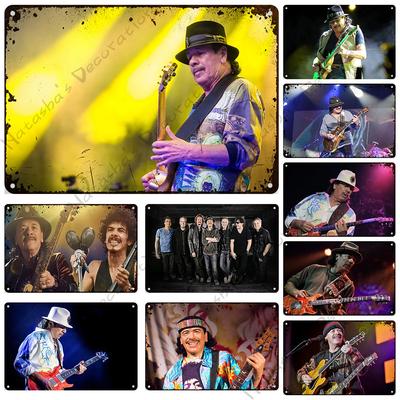 Santana Vintage Poster Music Metal Tin Sign Rock Band Metal Sign Decorative Sign Bar Pub Garage Metal Plate Retro Metal Plaque