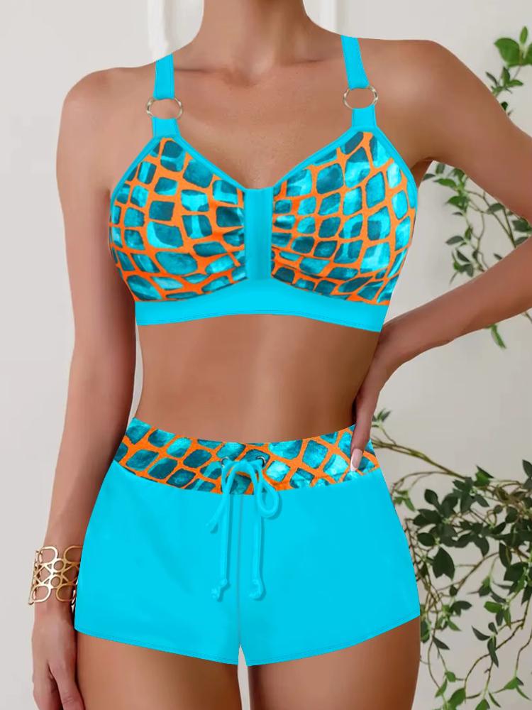 

Женский сексуальный повседневный купальник в стиле отпуска с регулируемыми бретельками и принтом в виде наконечника стрелы, комплект бикини S-6XL XL