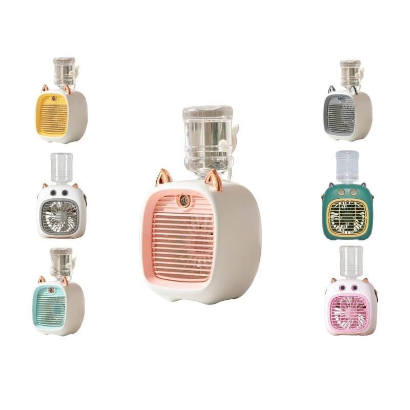 Tragbarer Mini Monster Dual-Sprüh-Befeuchtungsventilator Leiser wiederaufladbarer Schreibtischventilator