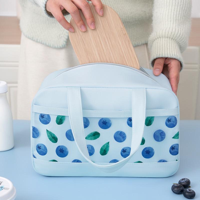 Strawberry Avocado Blueberry Cherry Print Lunch Tote Bag Portable Picnic School