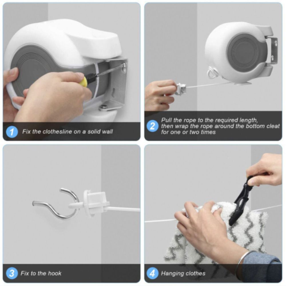 Maximum Drying Space Retractable Clothes Line Stable Clothes Drying Line Indoor Use