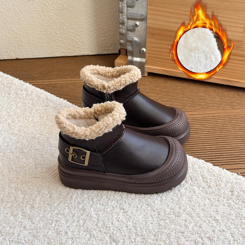 Kids' Winter 2025 Velvet-Lined Boots: Cozy Short Boots for Boys & Girls