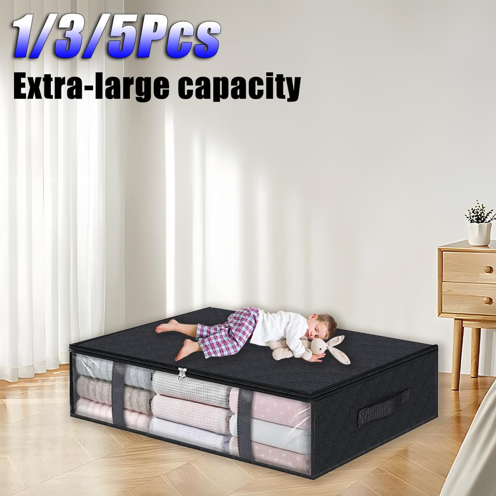 1/3/5PCS Clothes Storage Bag Blanket Packing Bag Foldable Nonwoven Storage Bag Underbed Clothes Organizer Dustproof Storage Bag