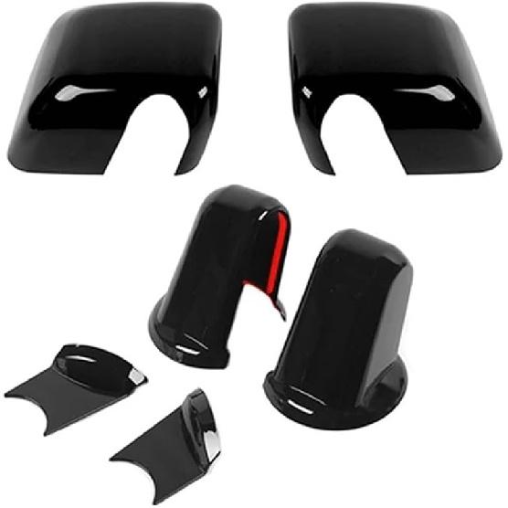 ABS Car Rear Rearview Mirror Shell Base Decoration Cover Compatible For Jeep Wrangler JK 2007-2017 Exterior Accessories(Carbon Fiber Grain)