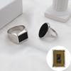 Processing Personalized Geometric Titanium Steel Ring Retro Black Sanding Glue Chip Ring