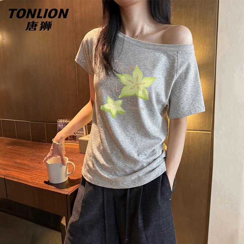 TonLion Women s Off-Shoulder Cartoon Print T-Shirt XL