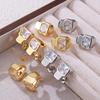 Hepburn-Inspired Geometric Diamond Earrings: Versatile, Fashionable, Light Luxury Copper with 18k Gold Plating