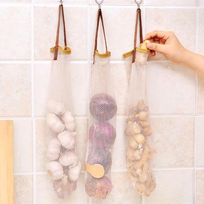 Reusable Kitchen Fruit Vegetable Hanging Storage Mesh Bag Garlic Onion Organizer