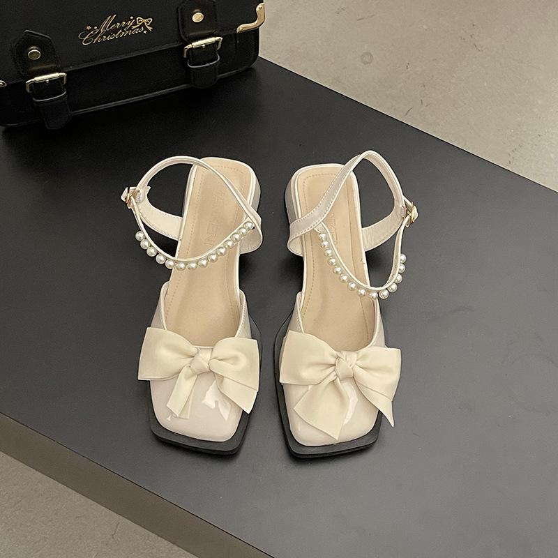 

Coarse heel high heels spring and summer new temperament sandals style Mary Jane single shoes 40 бежевый