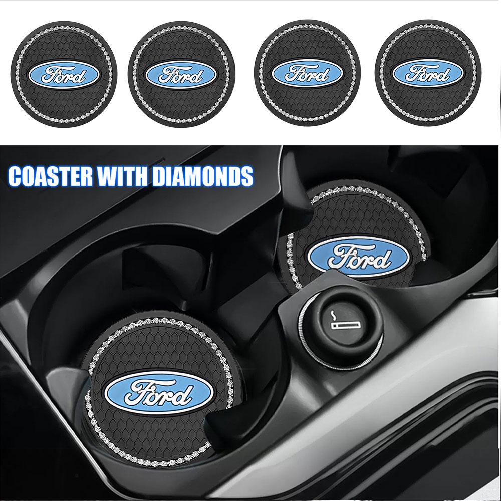 1/2pcs Diamond Silicone Car Water Coaster Pad Anti-Slip Cushion Drink Mat For Ford Ranger S-Max Focus ST Mondeo Transit Tourneo HJUM0