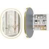 Bathroom Wall Cabinet with Mirror and LED Lighting, Oval Door, Anti-fog, 50x14.5x70cm, Gold