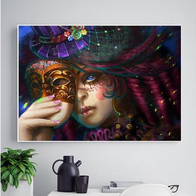 5D Diy Diamond Painting Cross Stitch Diamond Embroidery Mask Beauty Girls Rhinestone Needlework